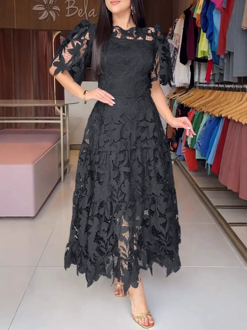 Solar Lace Sash Maxi