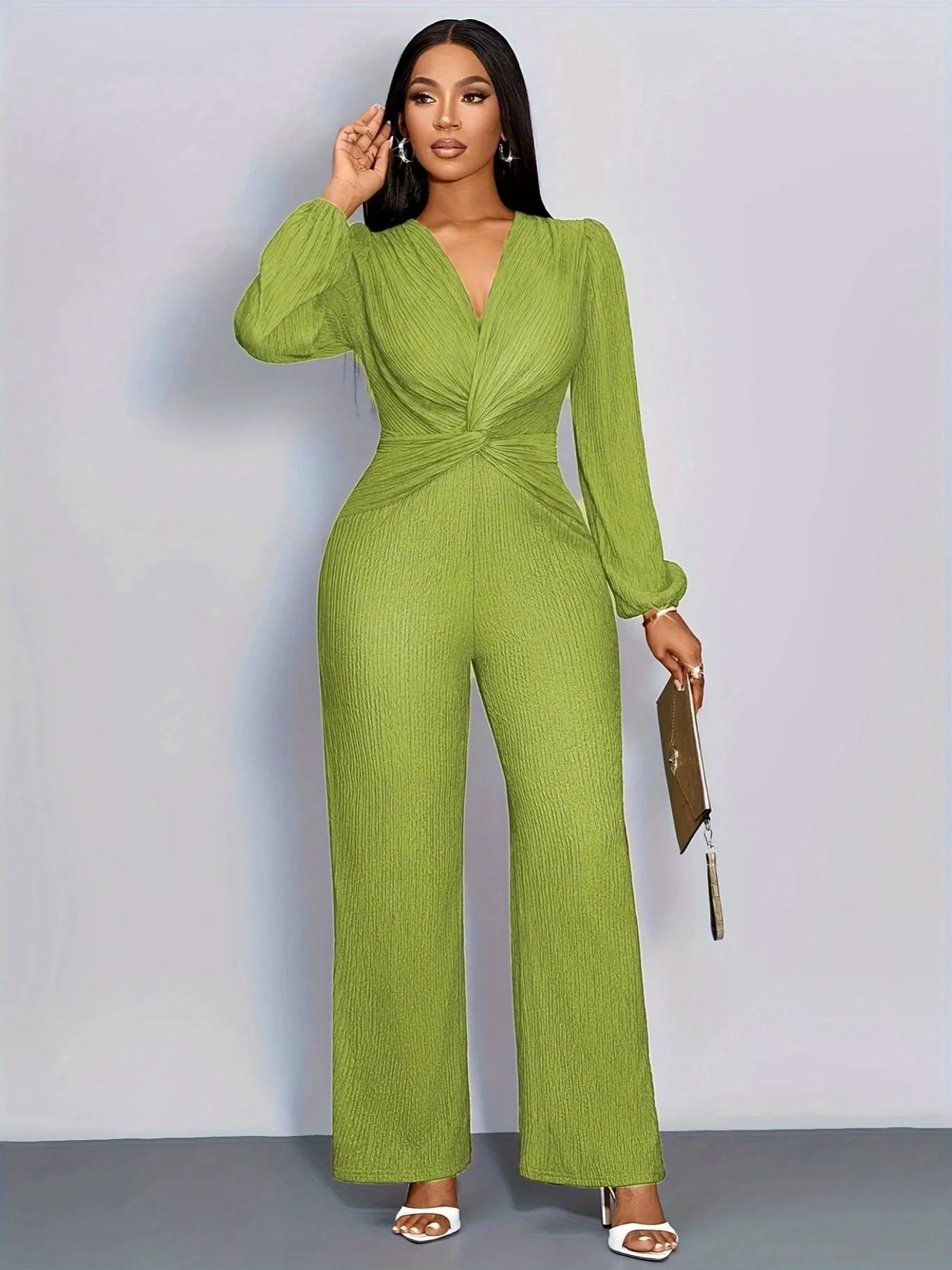 Deep V Neck Jumpsuit