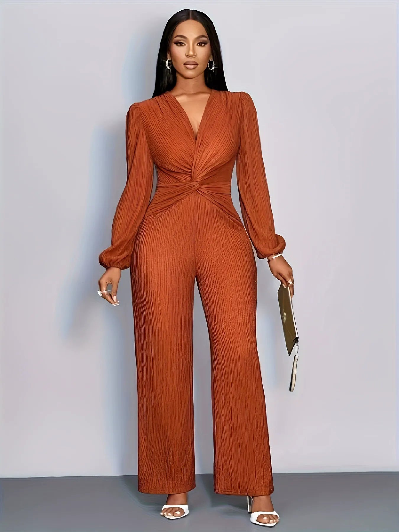 Deep V Neck Jumpsuit