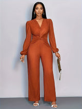 Deep V Neck Jumpsuit
