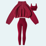 Plush sweatshirt yoga wear sports three-piece suit