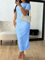 Retro Slim Cardigan Short Sleeve Dress