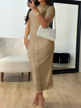 Retro Slim Cardigan Short Sleeve Dress