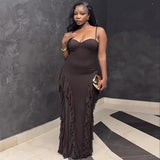 Sling waist ruffled hip dress