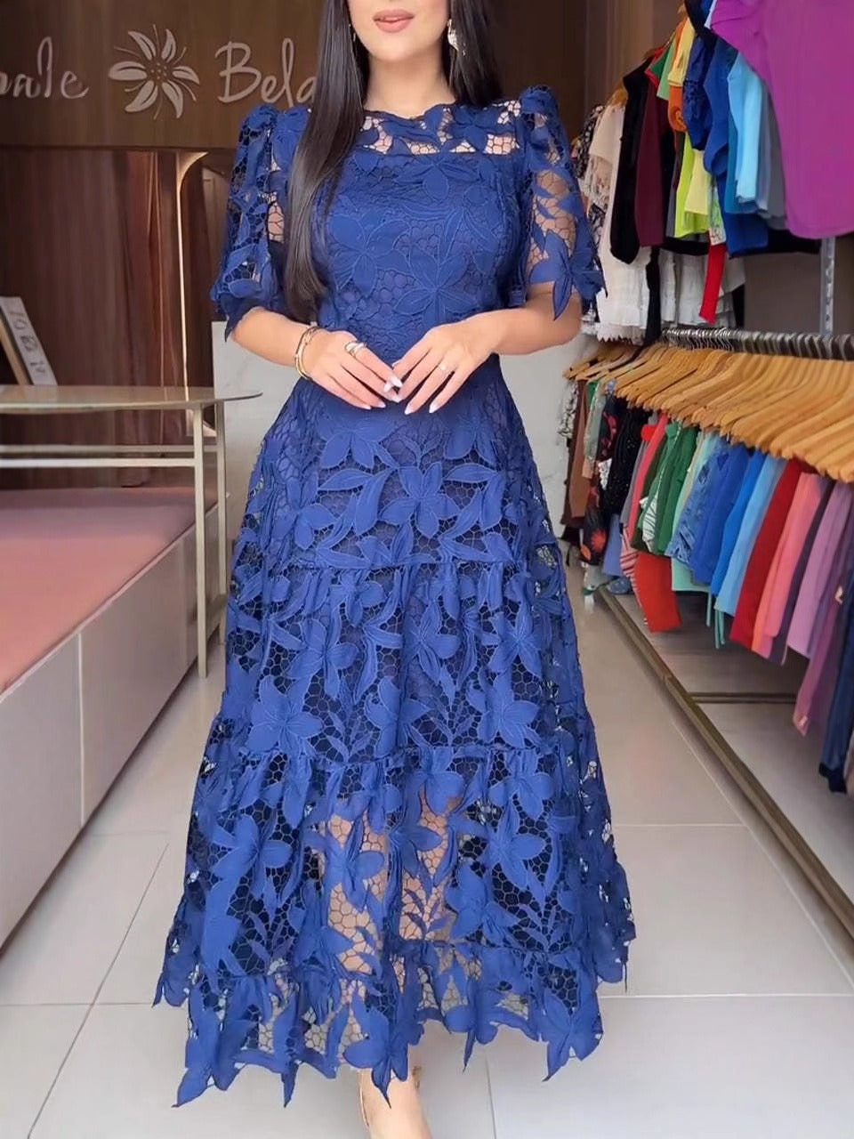 Solar Lace Sash Maxi