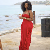 Sling waist ruffled hip dress