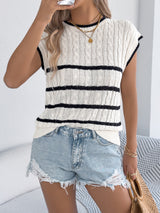 Striped Loose Knit Vacation Top