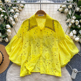 Diamond Hollow Embroidery Top