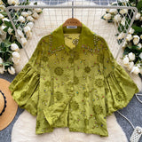 Diamond Hollow Embroidery Top