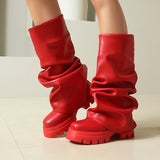 Thick-Soled Pleated Boots
