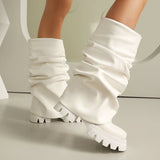 Thick-Soled Pleated Boots