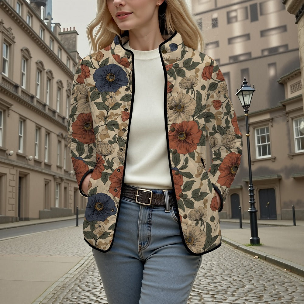Retro all-match 3D flower cotton jacket