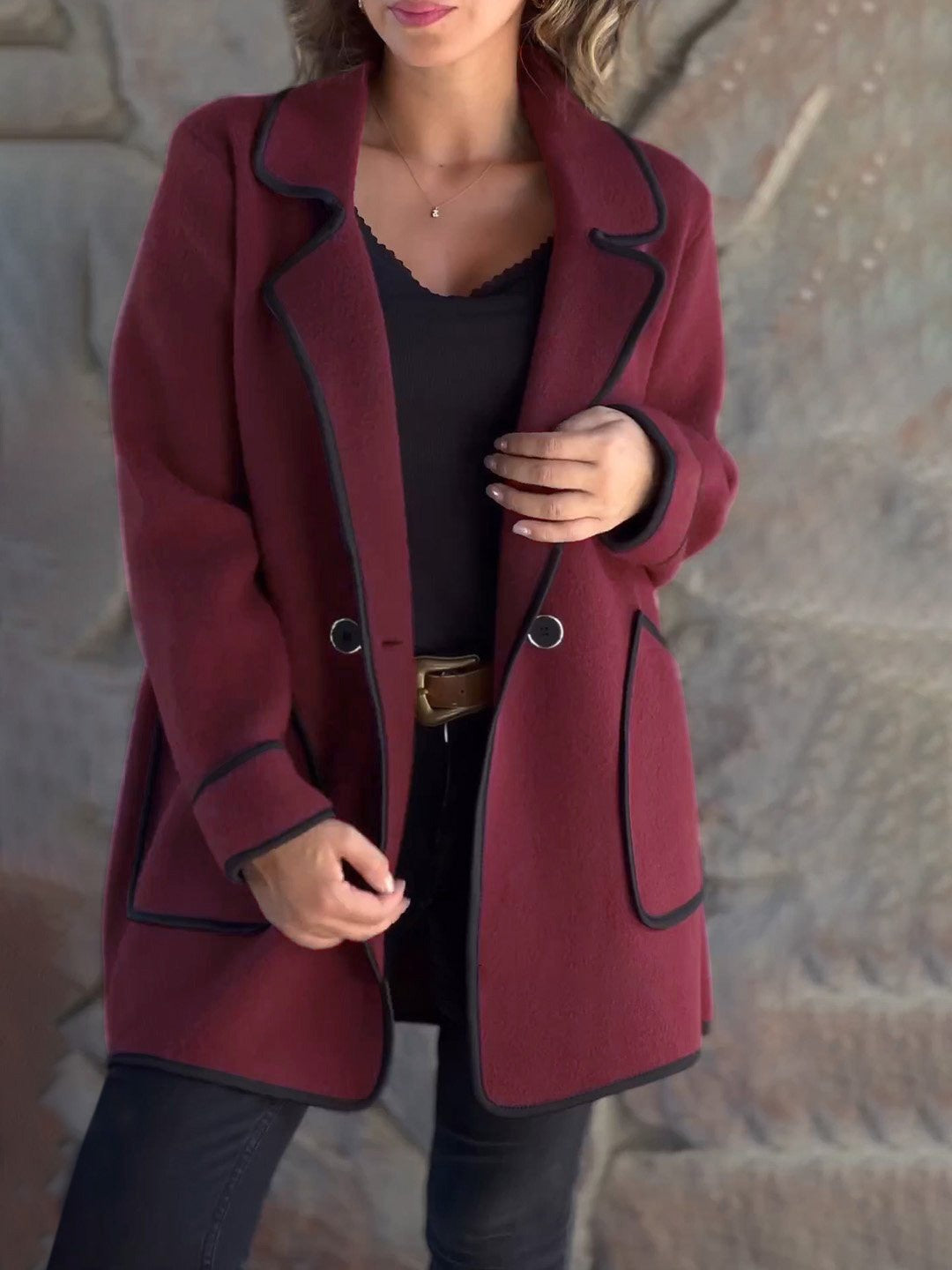 Temperament double-faced woolen coat