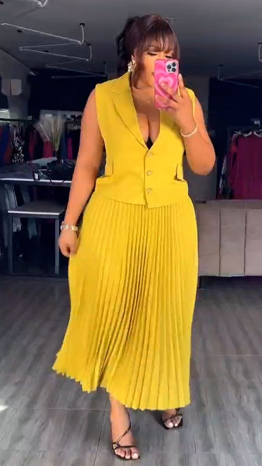 Temperament suit vest pleated skirt suit