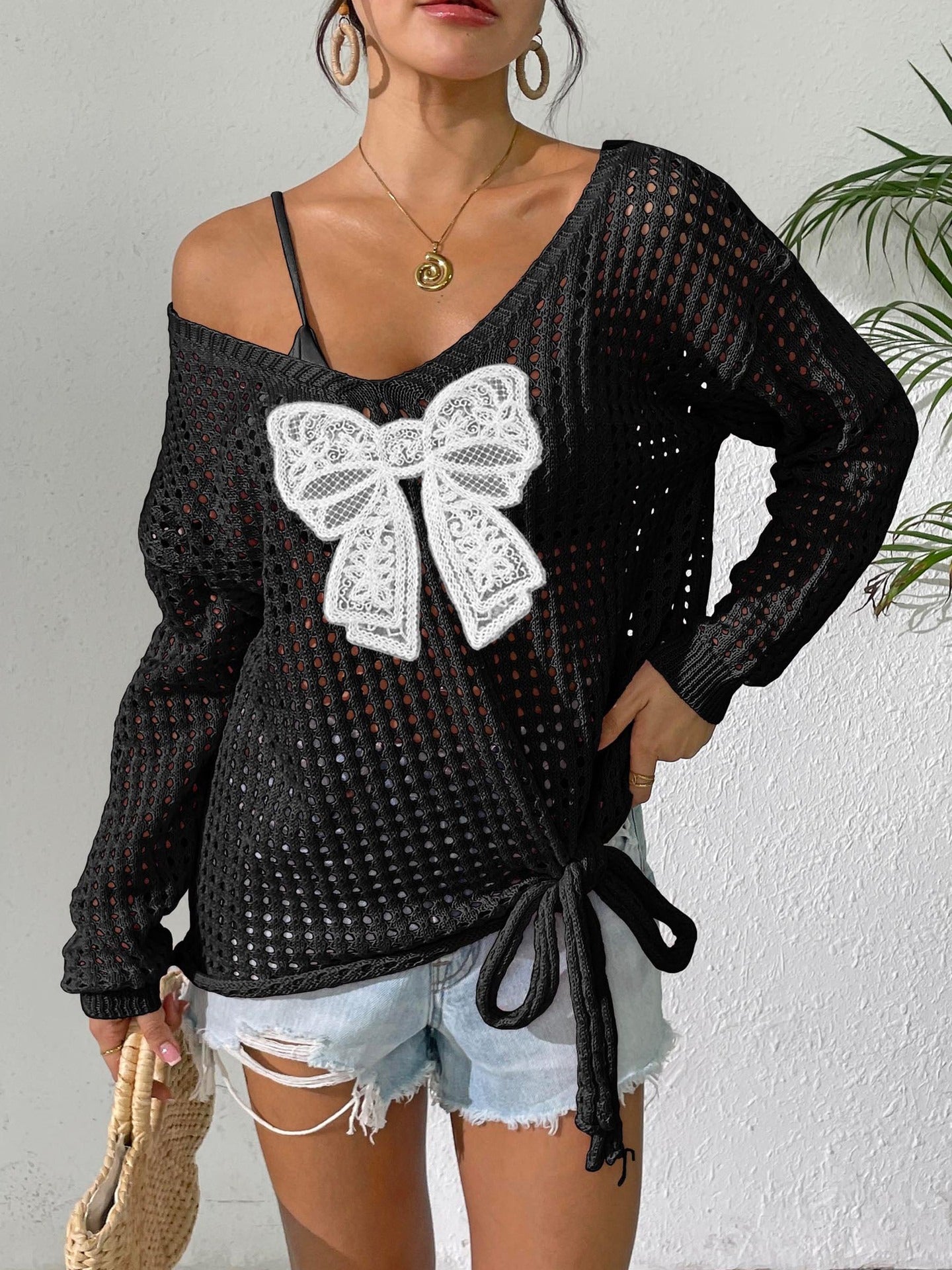 Butterfly Knit Slouchy Cardigan Top