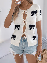 Bow Tie Cardigan Sweater Vacation Top